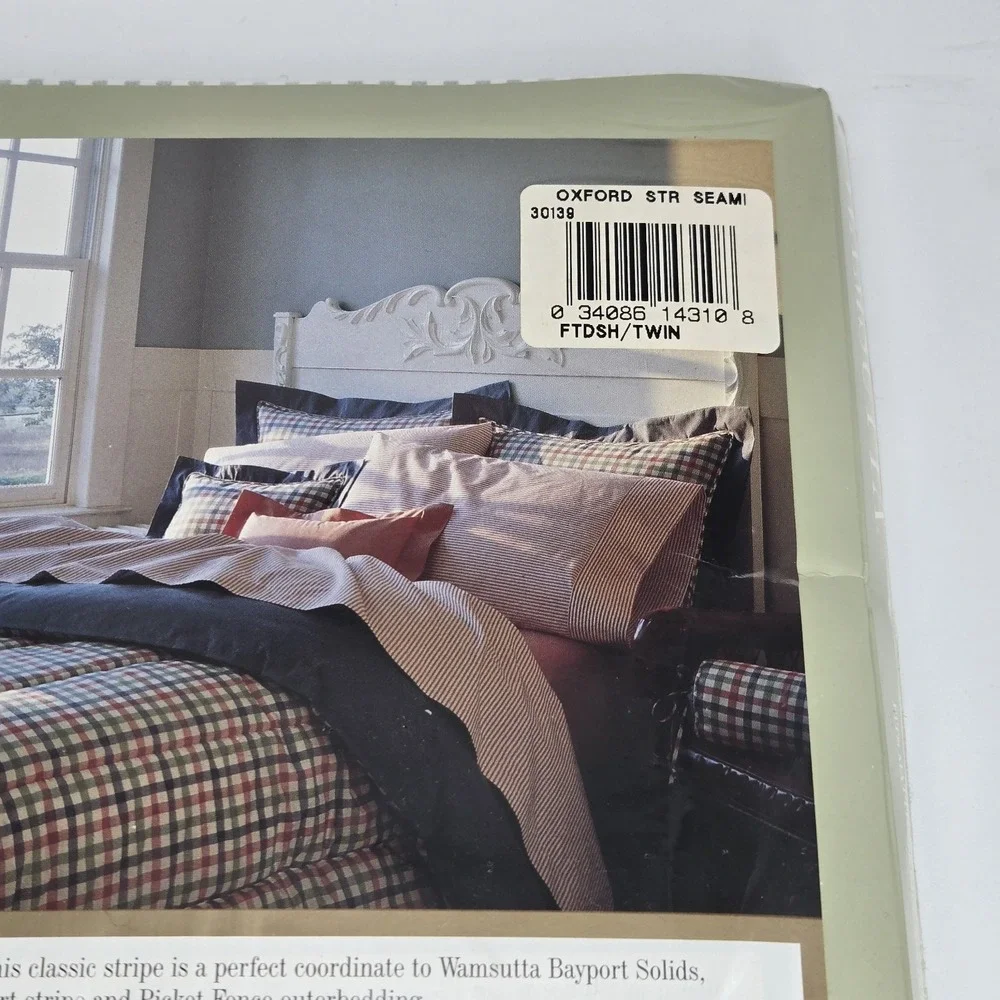 Wamsutta Supercale Plus Green Oxford Stripe Twin Fitted Sheet NEW VINTAGE